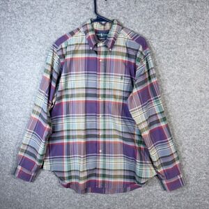 Ralph Lauren Classic Fit Plaid Button‎ Down Long Sleeve Shirt Mens
